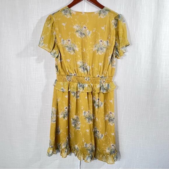 Gilli‎ NWT Floral Ruffle Hem Lined Smocked Waist Flutter Sleeve Dress Sz M - Picture 6 of 11
